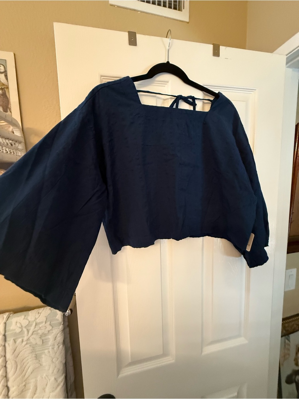 Free People Free-est Women's Navy Square-Neck Tie-Back Crop Top